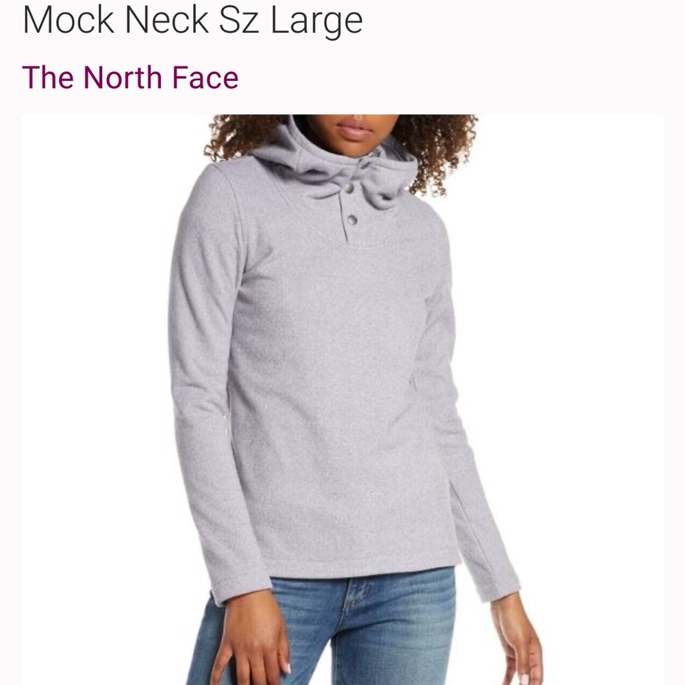 The North Face Womens XL Lavendar Fleece Hoodie, Snap Button, Mock Neck